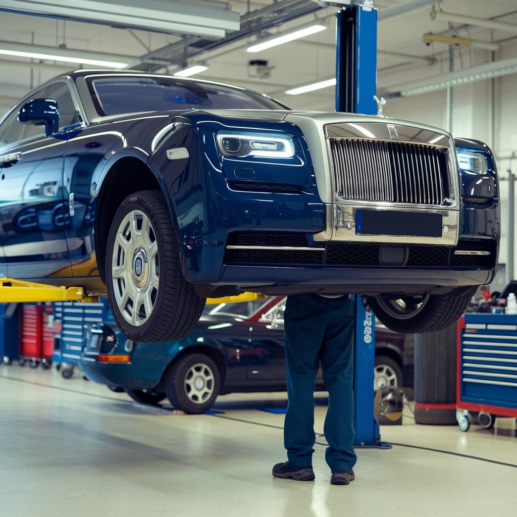 Rolls Royce being serviced.